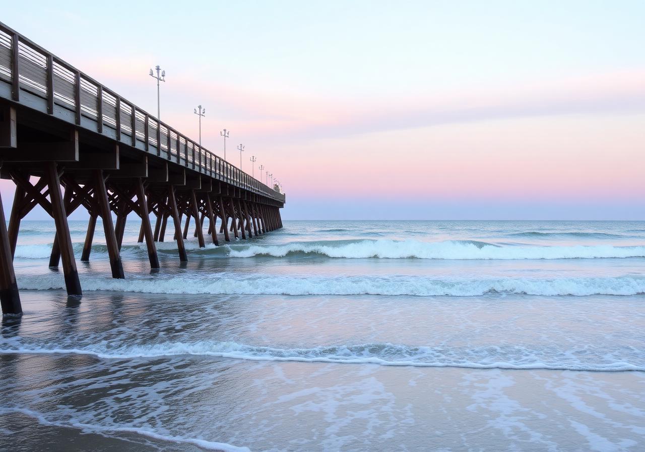 Folly Beach pier at sunrise